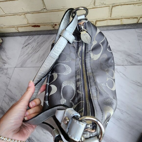 Like New Coach Penelope Optic Metallic Signature Crossbody Convertible Purse - Picture 6 of 16